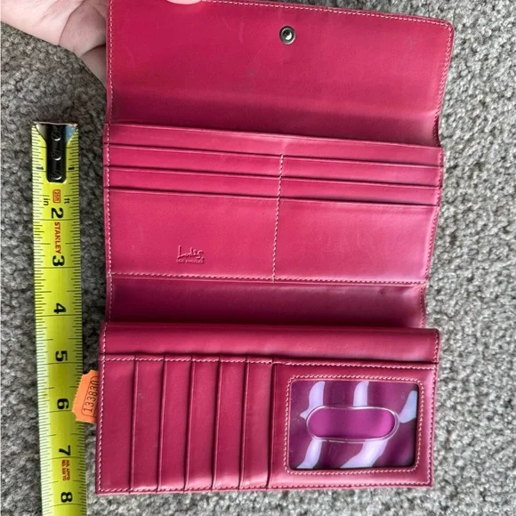 LODIS Vintage EUC Green/Pink Smooth Leather Wallet with Minimalist Design - Picture 7 of 16